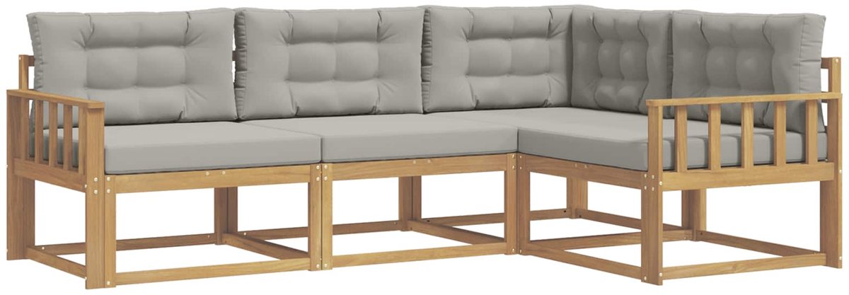 vidaXL Buiten - bank - set - 4 - st - Wit - en - Lichtgrijs - 247,5 - x - 168,5 - x - 73 - cm