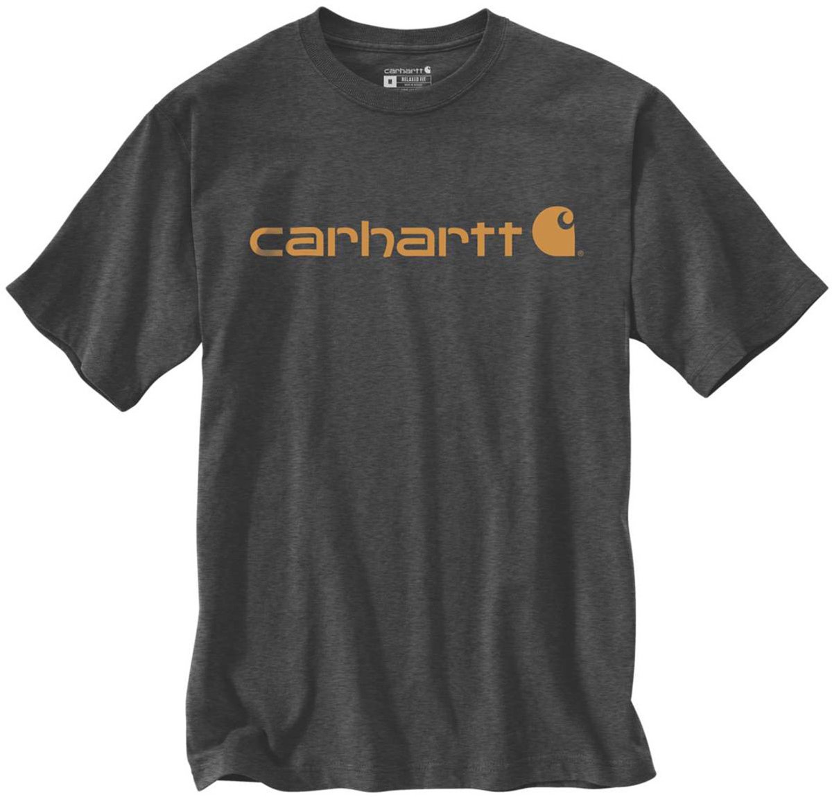 Carhartt Relaxed Fit Heavyweight Short-Sleeve Logo Graphic T-Shirt- -S Carbon Heather