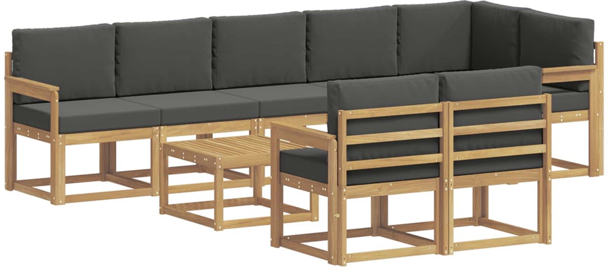 vidaXL Buiten - bank - set - 9 - st - 8-zits - Wit - en - antracietkleurig - Polyester Wit en antracietkleurig