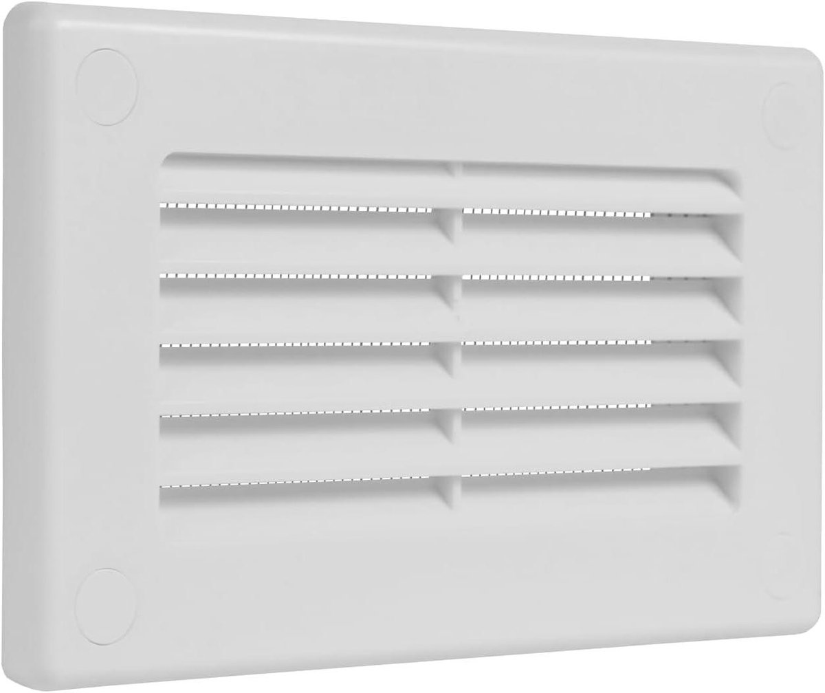 Ventilatierooster Rechthoekig - Ventilatieafdekking Rooster - Luchtcirculatie Verbeteren - Met Stofbeschermingsnet - 110 x 55 mm - Wit