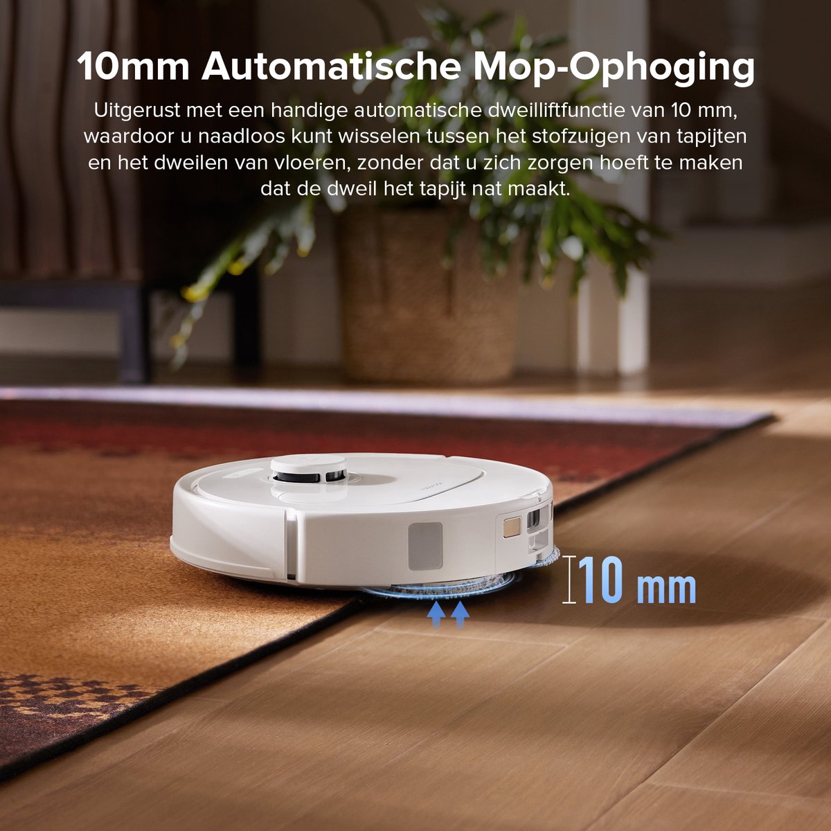 Roborock QV 35S Set-Robotstofzuiger–10000 Pa zuigkracht–Dubbele anti-klitborstels–Slimme obstakelvermijding–Dubbele opklapbare–Draaiende dweilen–Automatisch dweilen–Zelfdrogend–twee stofzuigerzakken en één filter-Wit–Qrevo plus Upgrade — afbeelding 4