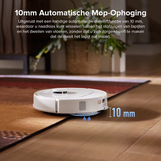 Roborock QV 35S Set-Robotstofzuiger–10000 Pa zuigkracht–Dubbele anti-klitborstels–Slimme obstakelvermijding–Dubbele opklapbare–Draaiende dweilen–Automatisch dweilen–Zelfdrogend–twee stofzuigerzakken en één filter-Wit–Qrevo plus Upgrade