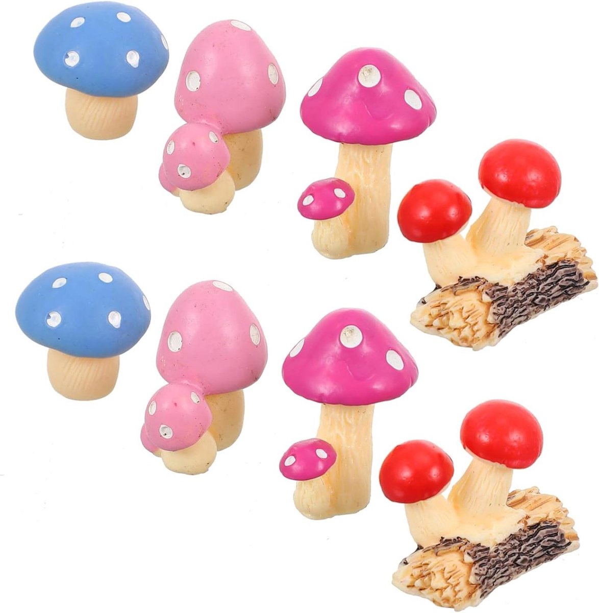 Miniatuur Paddenstoelen Ornamenten - Hars Beeldjes Tuin - Miniatuur Tuin Decoratie - Sprookjesachtige Vormgeving - 8 Stuks - Diverse Kleuren