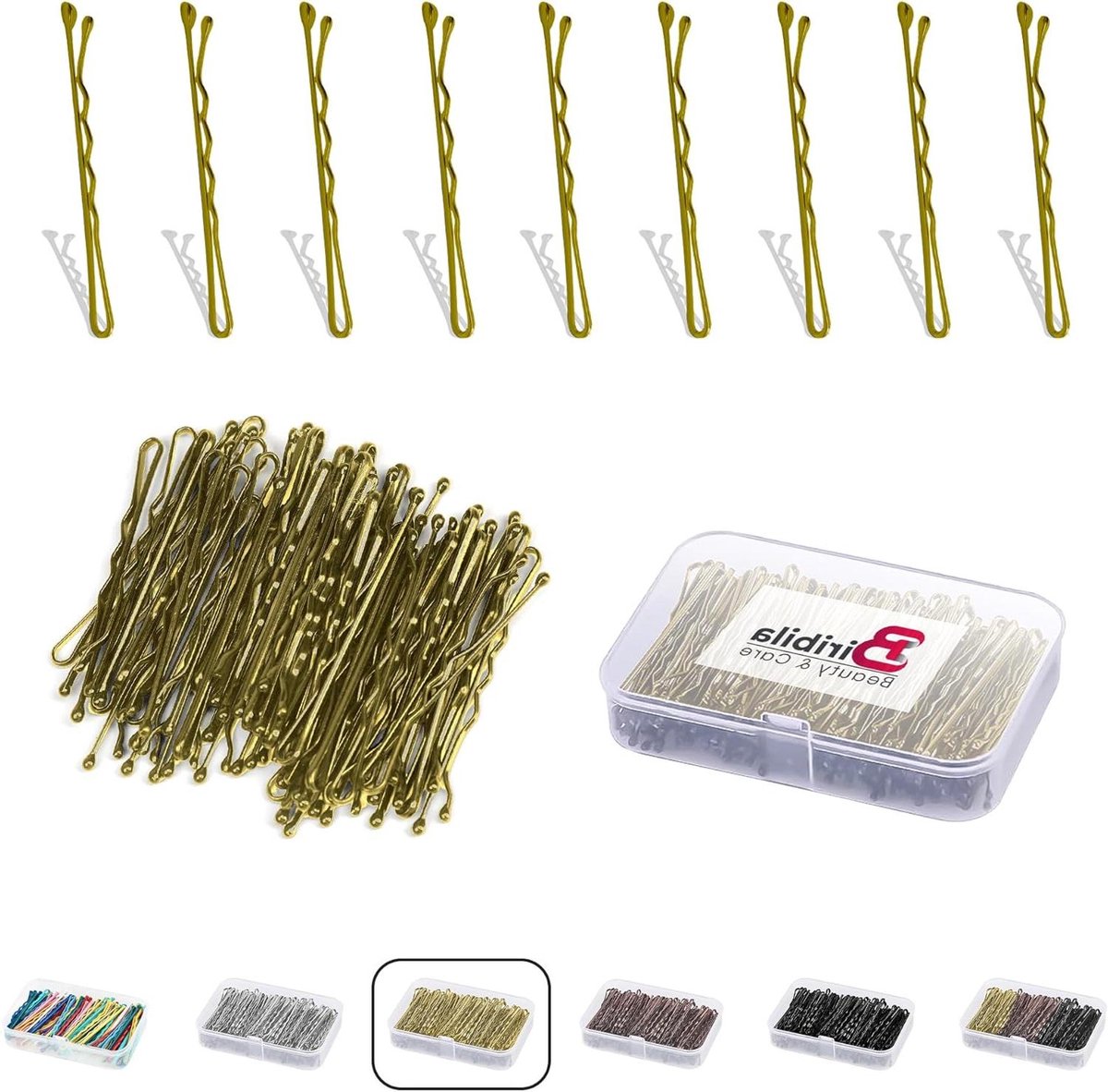 Haarspelden Set - Klemmen Dames - Haar Stijlen - Met Opbergdoos - 5 cm - Goudkleurig