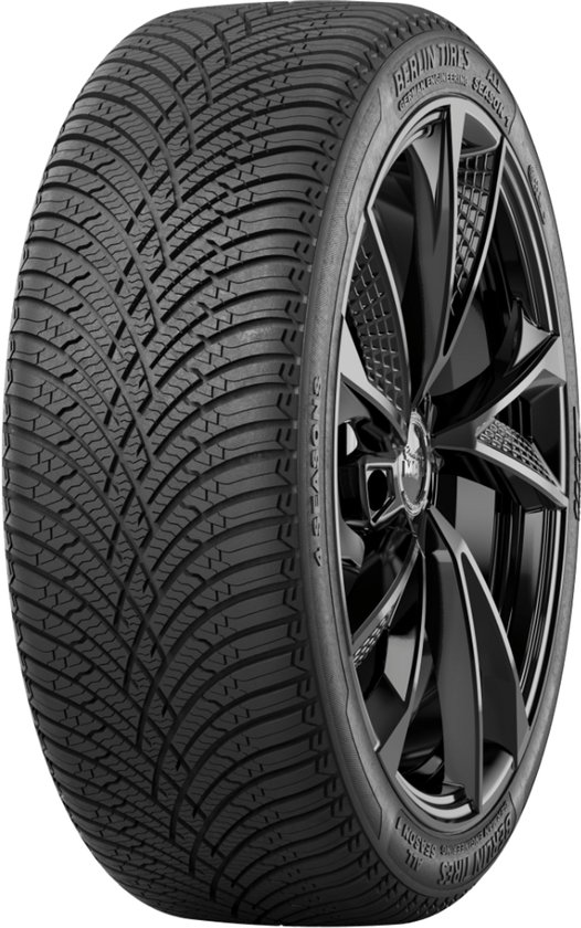 Berlin Tires All Season 1 autoband met een gedetailleerd profiel en een glanzend zwarte velg.