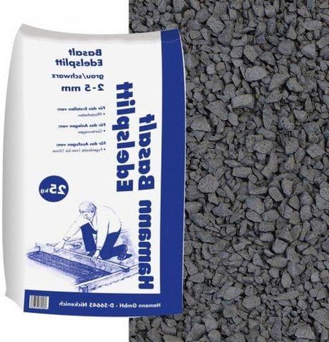 Edelsplit Antraciet - Basalt Grind - Tuin Vormgeving - Onkruid Remmend - 25 kg Zak - Antraciet