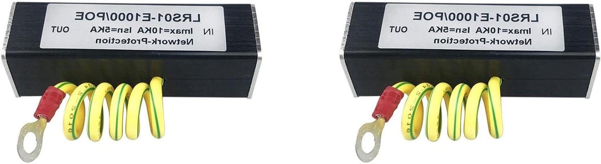 Netwerk Stroomonderbreker - PoE Beschermer - Apparaten Beveiligen - Dubbele RJ45 Connectoren - 2 Stuks - Zwart