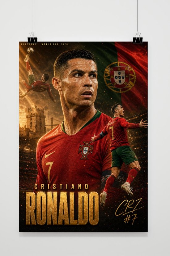Poster Cristiano Ronaldo - Posters de Football - Sport - Coupe du Monde 2026 - Portugal - CR7 - Attaquant - Décoration Murale Salon - Papier 180 grammes - XS7404WV - Format 30 x 40cm