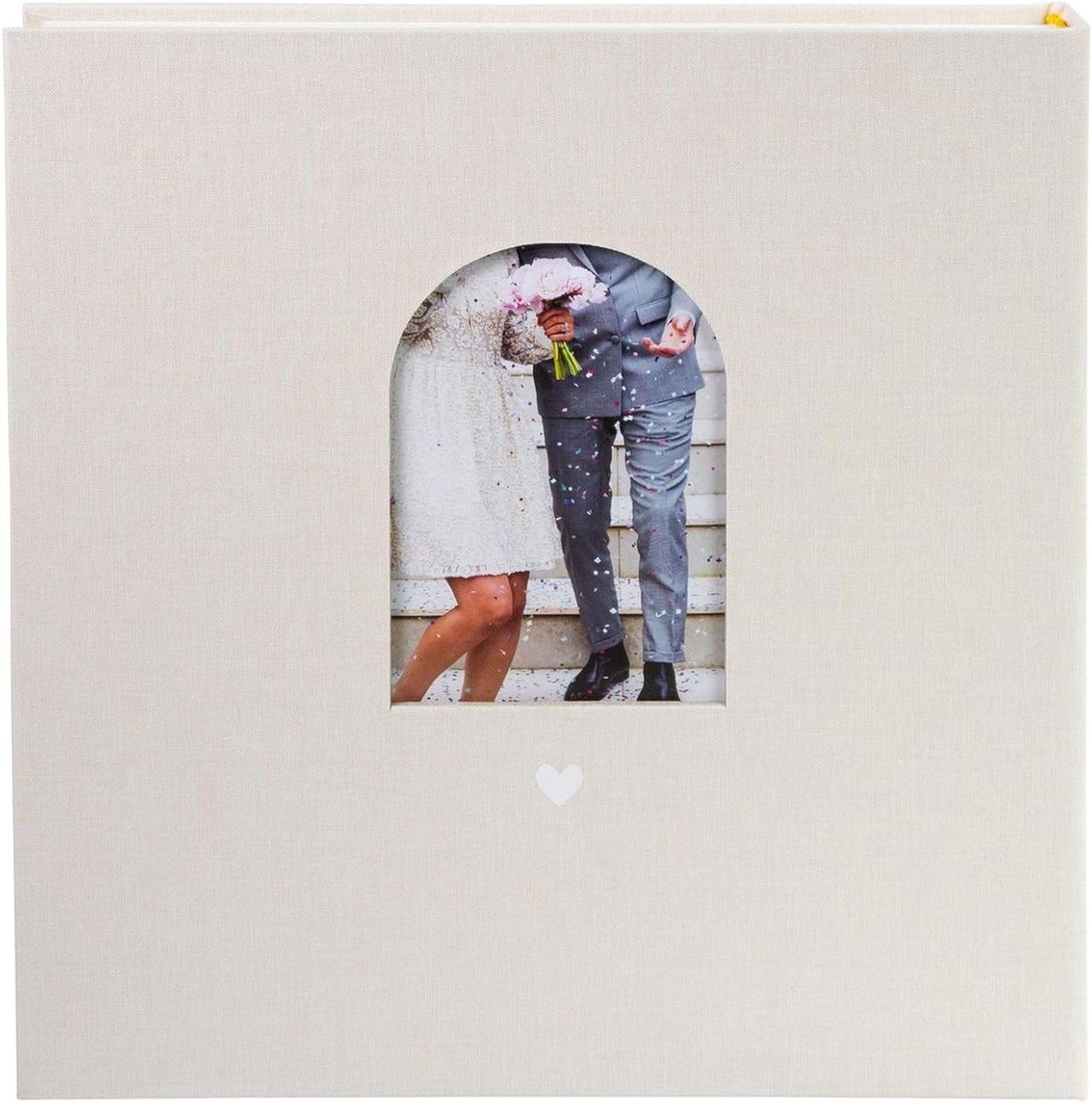 Bruiloftsalbum - Fotoalbum Herinneringen - Trouwdag Vastleggen - Met Vensteruitsparing - 31 x 30 x 4 cm - Beige