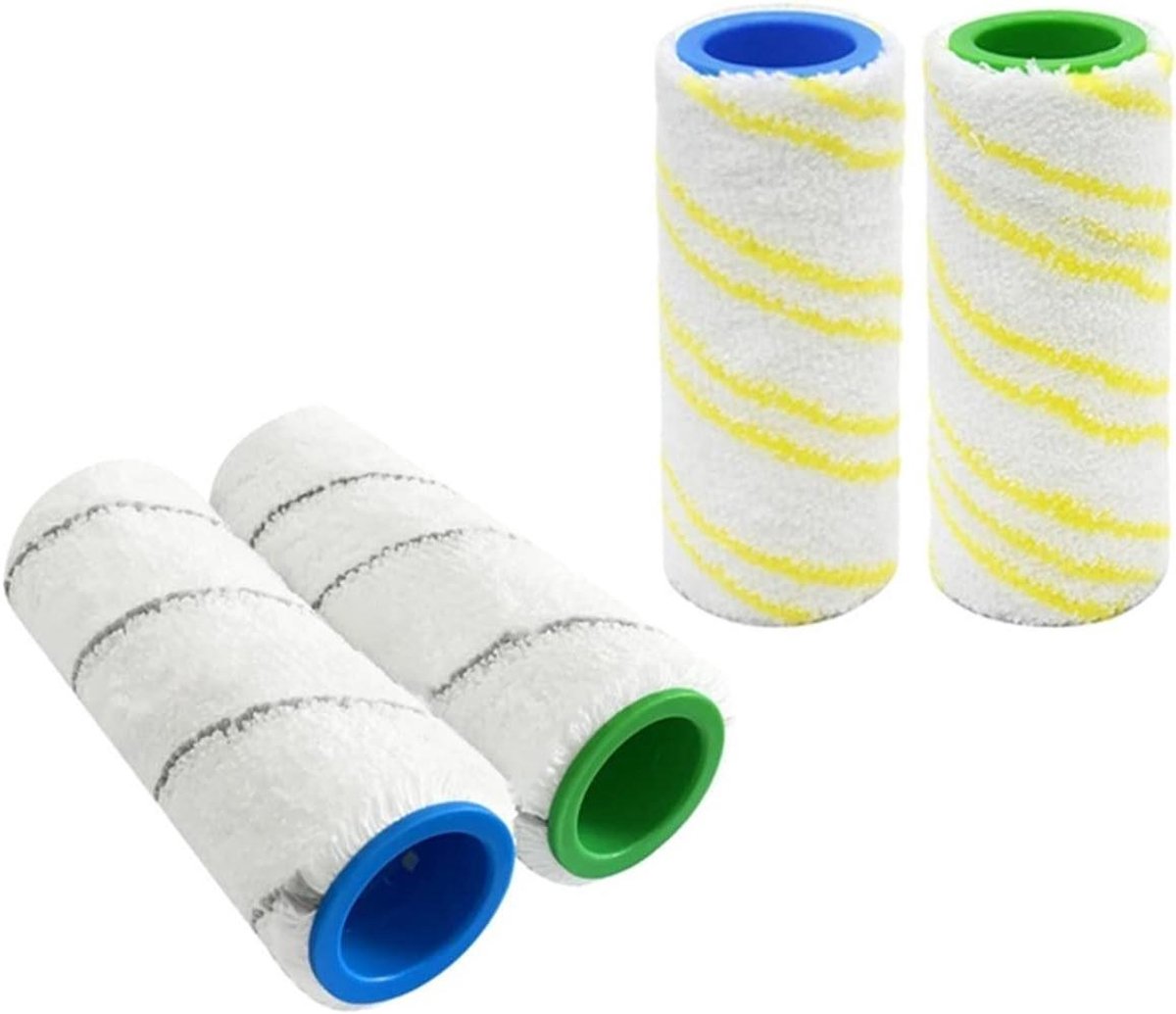 Vervangende Rollers - Microvezel Borstels - Vloeren Reinigen - Duurzaam Materiaal - 4 Stuks - Grijs