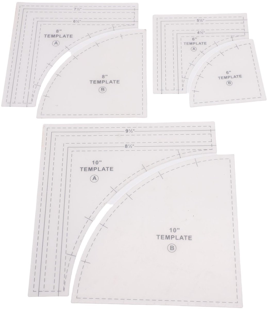 Dailygoods - Set van 3 Boogvormige Quiltsjablonen