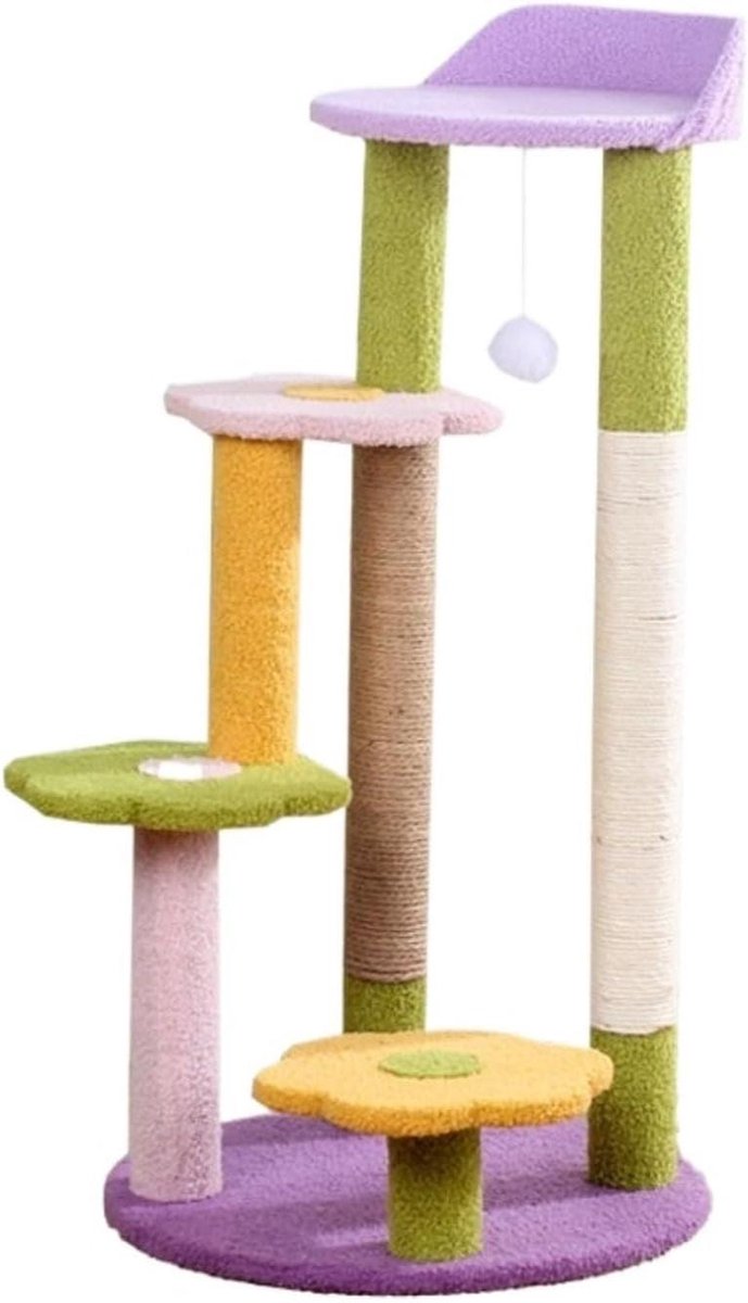 Kattenboom Krabpaal - Kattenklimmeubel - Spelen en Krabben - Meerdere Niveaus - 44x44x88cm - Meerdere Kleuren