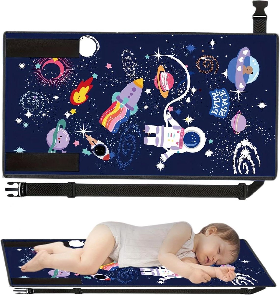 Vliegtuig Bed - Kinder Extender - Reizen Comfort - Gemakkelijke Installatie - 30x77 cm - Blauw