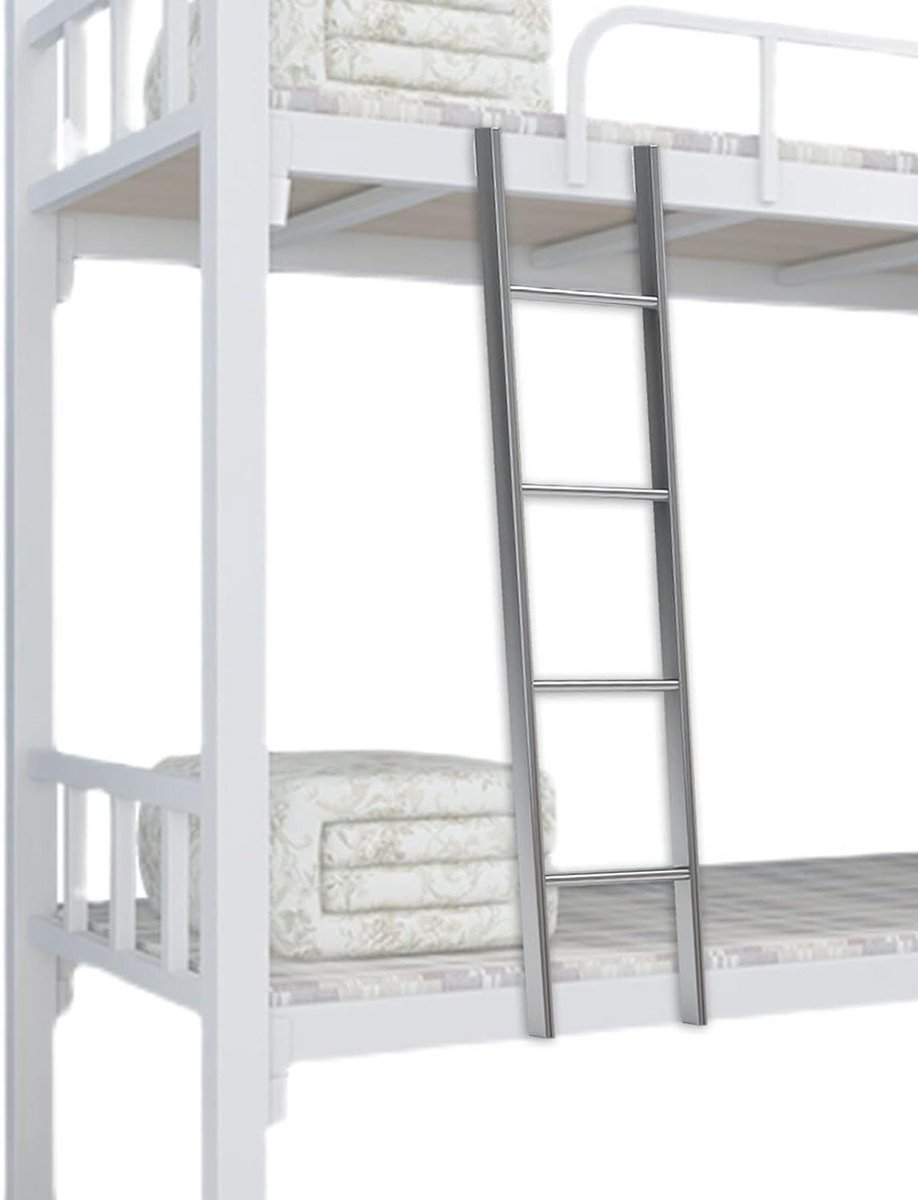 Stapelbedladder - Camper ladder - Veilig Bed In - Zware Ijzeren Constructie - 1.16 Meter - Zwart