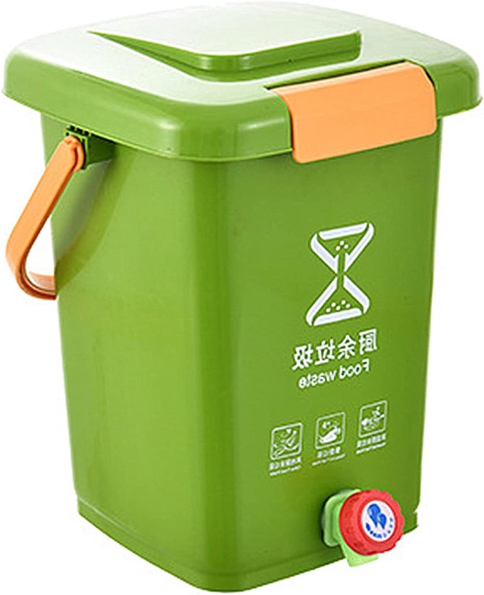 Compostbak Keuken - Voedselafval Bak - Afval Recyclen - Geurloos Binnen Gebruik - 5 Liter - Zwart