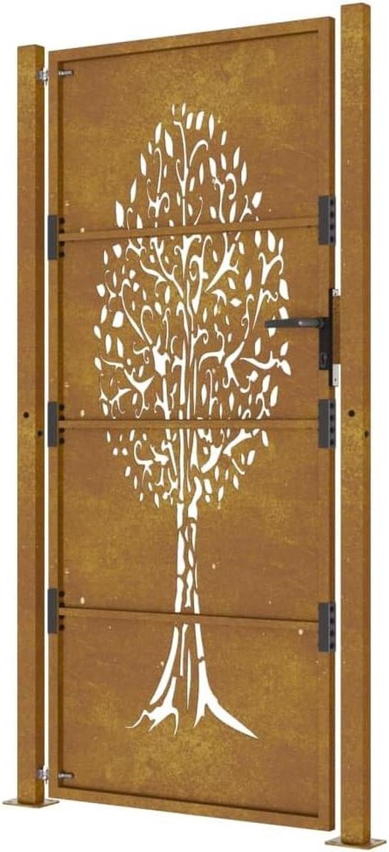 Tuinpoort Cortenstaal - Omheining Deur - Toegang Creëren - Lasergesneden Design - 105 x 18
