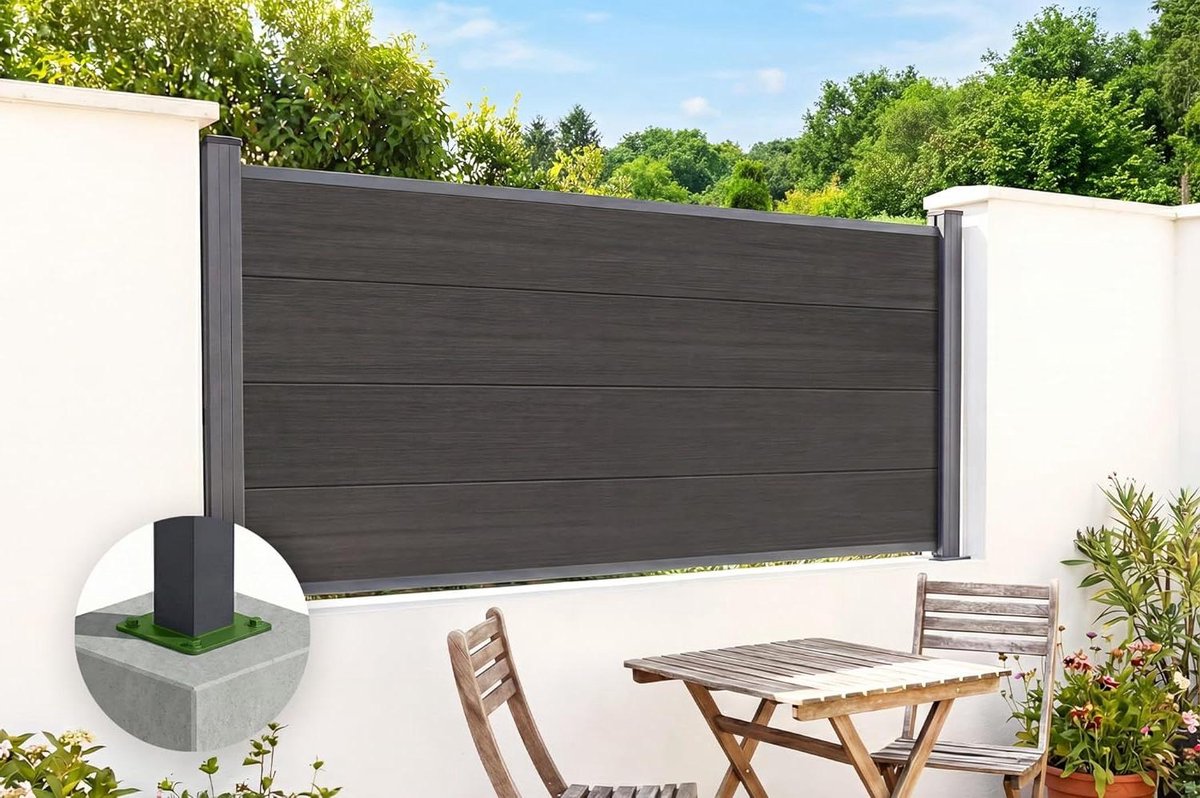 Composiet Hekwerk - Schutting Tuinafscheiding - Tuin Afschermen - Weerbestendig Materiaal - 200 x 90 cm - Wit