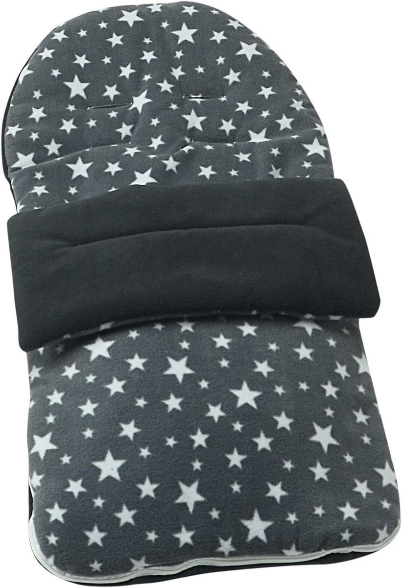 Fleece Voetenzak - Kinderwagen deken - Warmte Buiten - Uitritsbaar tot stoelvoering - 41 x 33 cm - Grijs Sterren