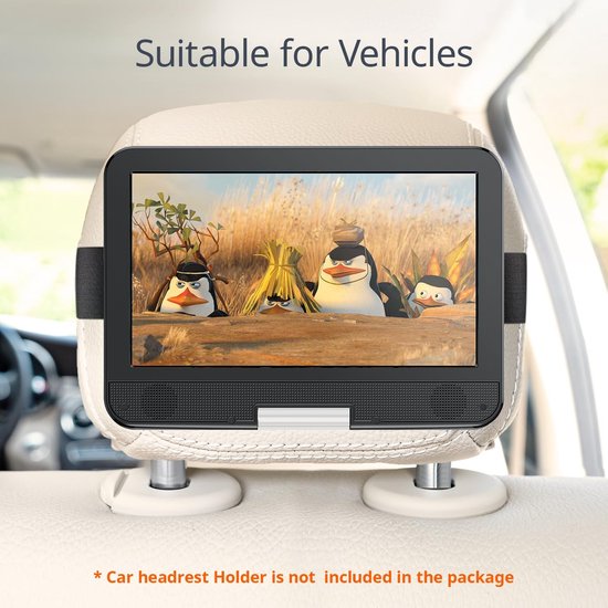 Draagbare dvd-speler - Auto dvd-speler - Reizen en entertainment - Inclusief autohouder - 105 inch scherm - Wit — afbeelding 4