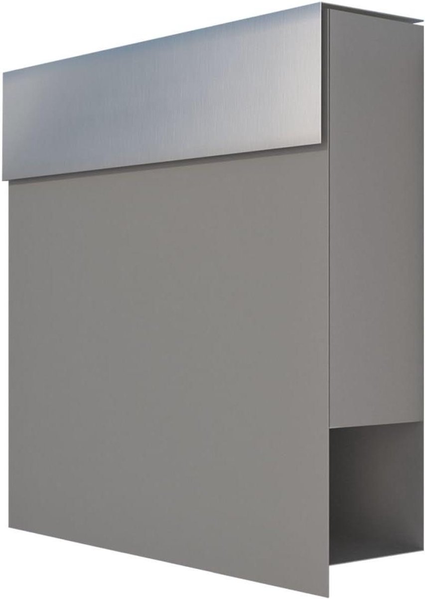 Wandbrievenbus - Postbak met vak - Post ontvangen - Verborgen slot - 37x37x9.5 cm - Grijs metallic