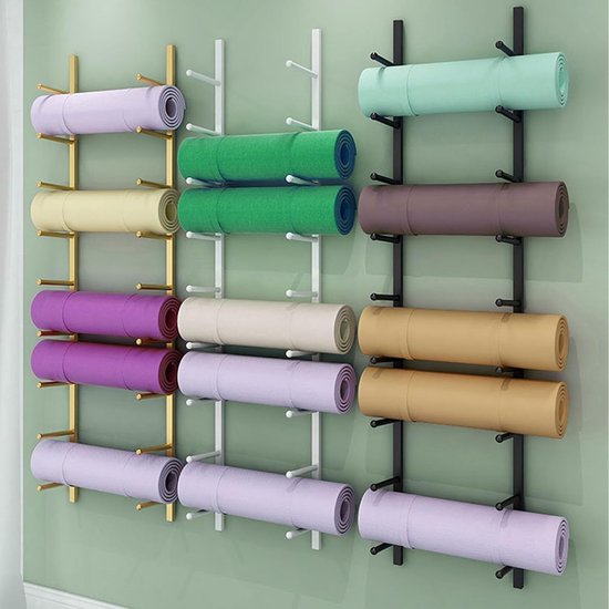 Yoga Mat Houder - Opbergrek Fitness - Sportspullen Organiseren - Ruimtebesparend Wandmodel - Voor 9 Matten - Zwart — afbeelding 3