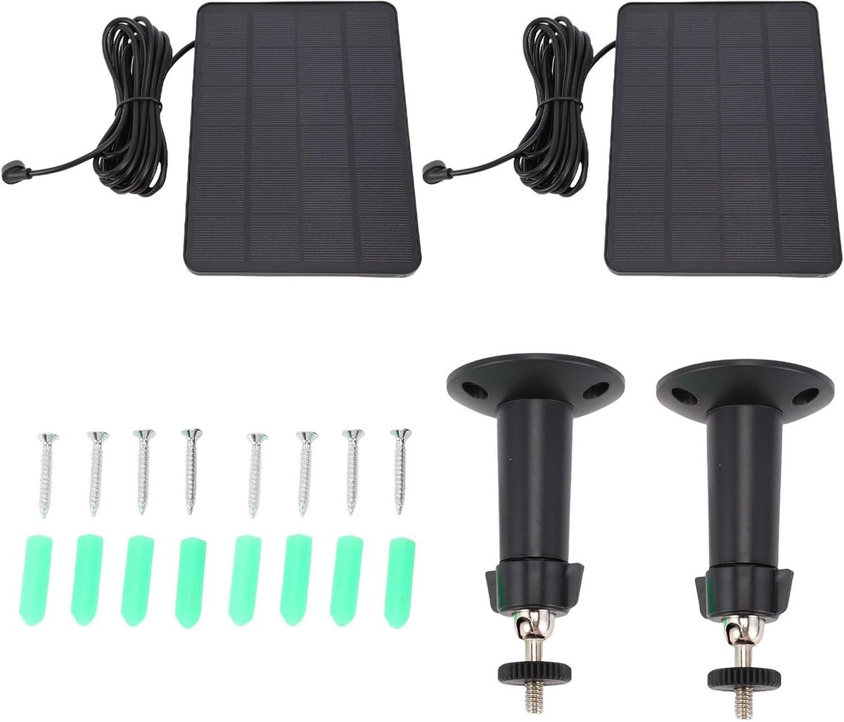 Zonnepaneel - Energie Oplader - Camera Voeden - Continu Vermogen - 10W - Zwart