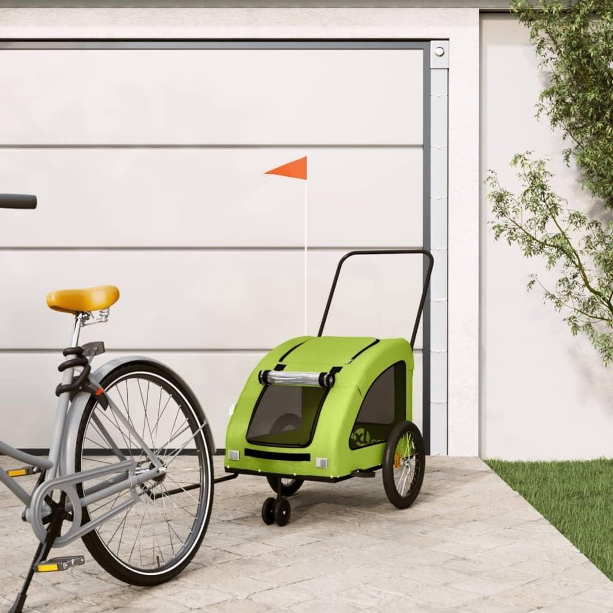 Fietskar Huisdieren - Hondenkar Kattenkar - Comfortabel Transport - Robuust IJzeren Frame - 137x68x72 cm - Groen