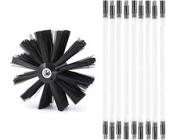 Flexible Chimney Sweep Set, 15 Piece Chimney Cleaning Brush Set With 12 Flexible Nylon Rods, 10cm Brush Head, For Chimney, Drying Duct, Air Outlet Chimney Cleaning Brush Kit(9