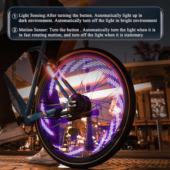 Spaakverlichting Fietswiel - LED Fietslampjes - Fietsen Zichtbaar Maken - Bewegingssensor - 20 Uur Licht - Wit — afbeelding 3