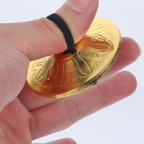Kinderen Metalen Bekkens - Vinger Cimbaaltjes - Muziek Maken - Koperen Klank - 53 mm - Goud — afbeelding 4