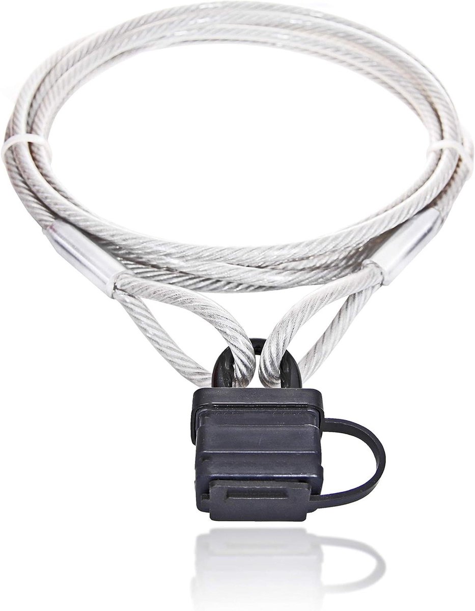 Stalen kabelslot, luskabel met slot, diefstalbeveiliging voor tuinmeubelen en terrasmeubels, dikte: 6 mm (4 op 6), lengte: 2 m