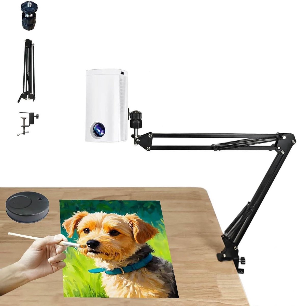 Tekenprojector Draagbaar - Kunstgereedschap Schetsen - Ontwerpen Projecteren - 360 Graden Rotatie - 1920x1080P Resolutie - Wit