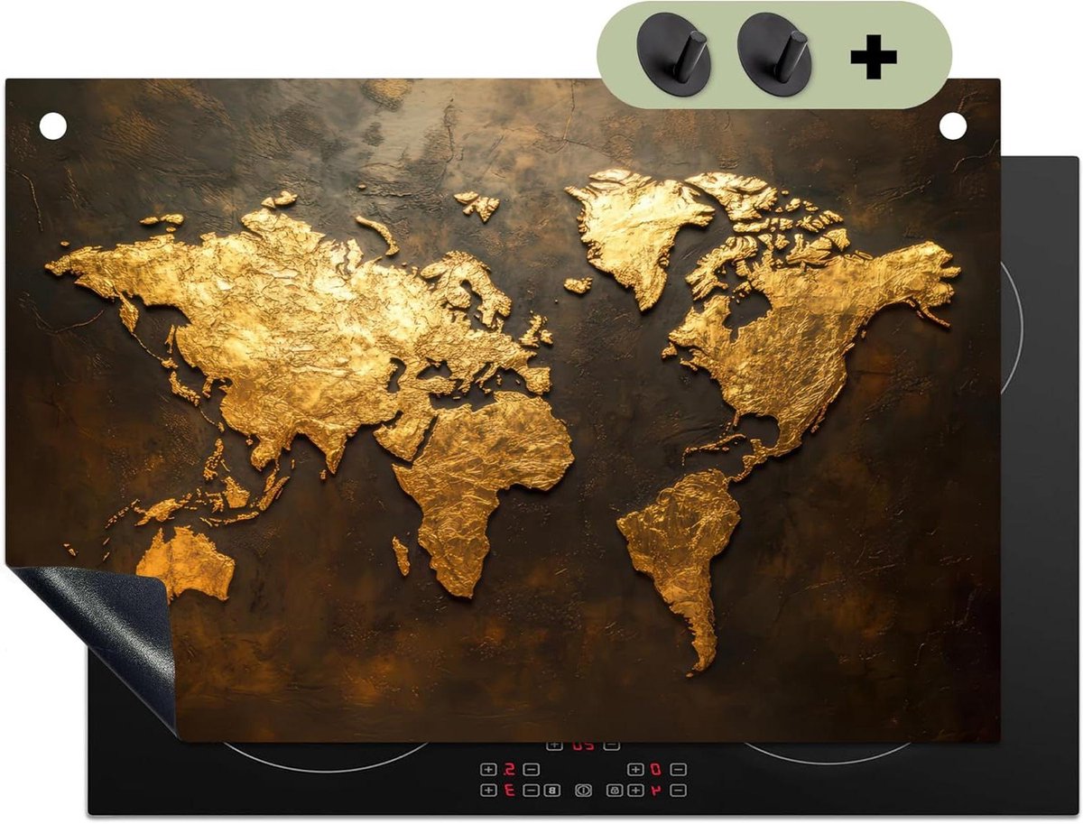 Inductie Beschermer - Kookplaat Mat - Keuken Decoratie - 2-in-1 Functie - 51.5x76 cm - Goud