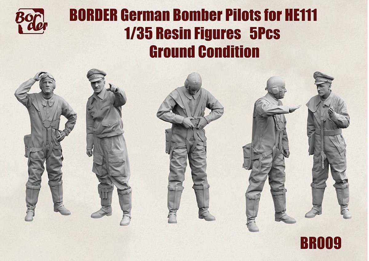 Border Model Modelbouwpakket Auto - BR009 Duitse Bomber Piloten voor Heinkel He 111 WWII - Grondtoestand - 5 Resin Figuren Resin onderdeel - 1:35 - Modelbouw