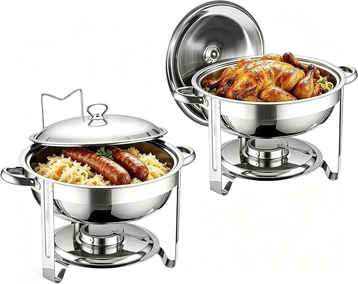 Buffet Warmhoudpan - Grote warmtepot - Gerechten serveren - Roestvrij staal - 45 liter inhoud - Zilver