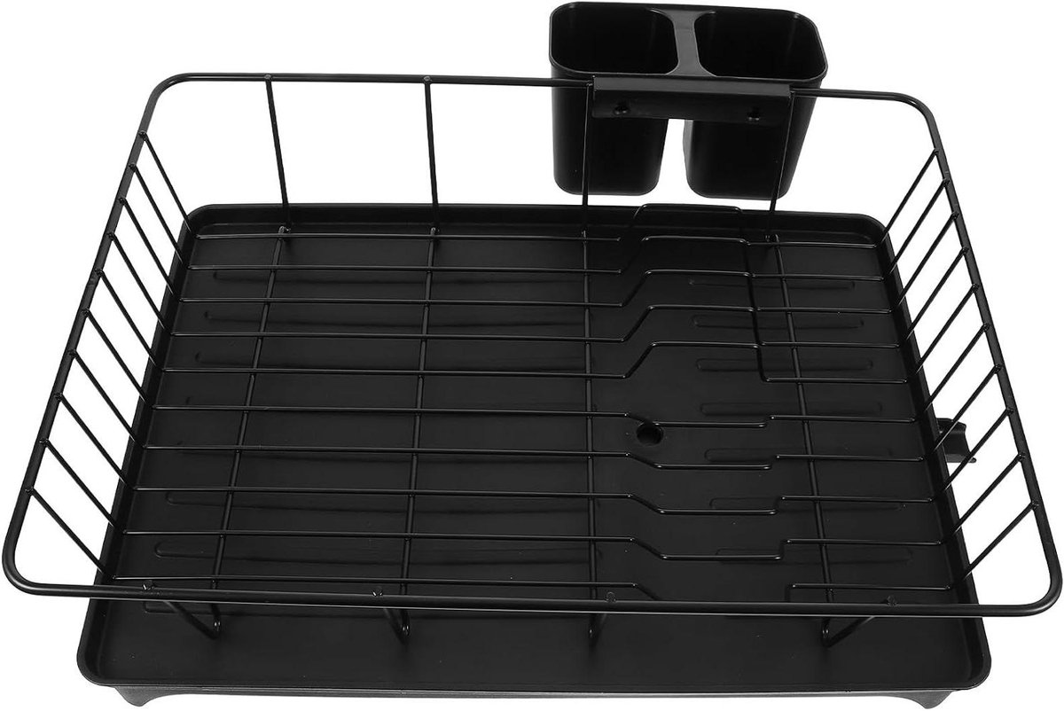 Keuken Afdruiprek - Vaat Droogrek - Keuken Organisatie - Met Bestekhouder - 42 x 31 cm - Zwart