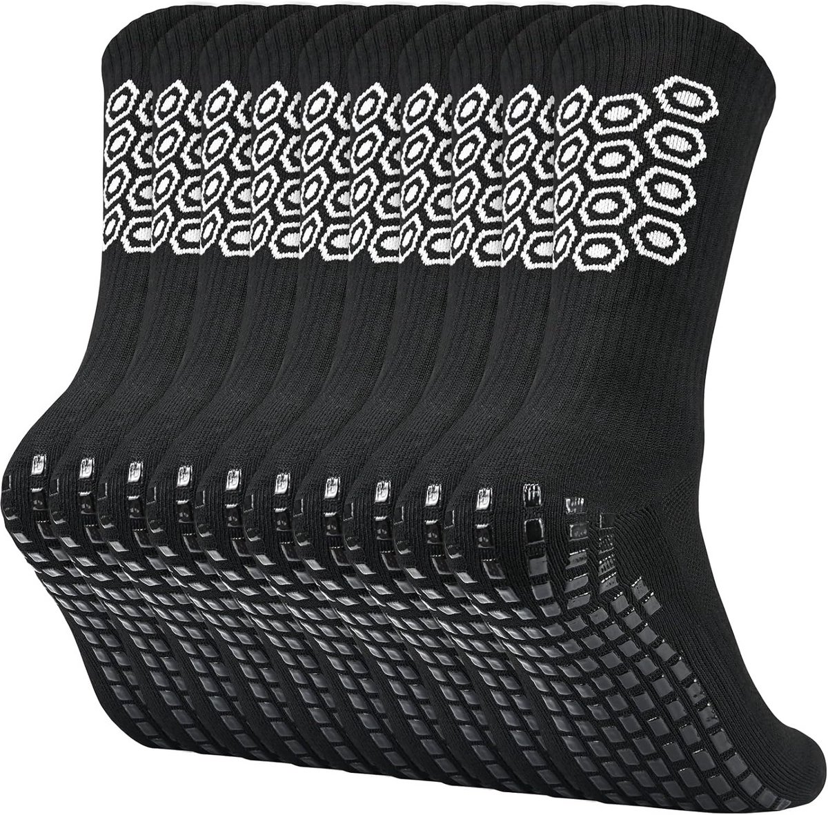 Voetbalsokken Heren - Sportsokken Grip - Sporten Spelen - Antislip Pads - Maat 43-46 - Wit Zwart