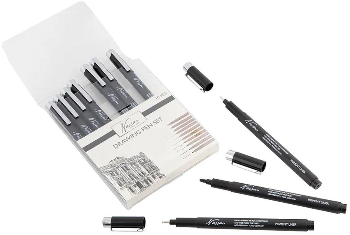 Fineliners Zwart en Brush Pen Set - Pennen, Tekeningen en Schetsen, Fineliner Set, Tekenpennen, Drawing Set - 10 Stuks — afbeelding 2