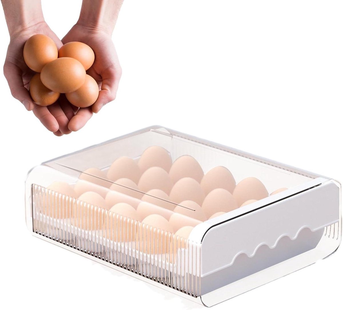 Eier Opbergdoos - Koelkast Organizer - Eieren Bewaren - Verticale Opslag - 20 Eieren Capaciteit - Transparant