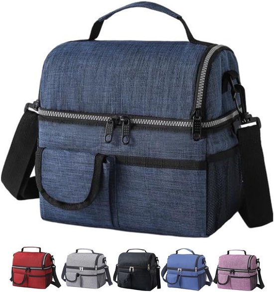 Geïsoleerde Koeltas - Thermische Lunchtas - Voedsel Vers Houden - Dubbellaags Isolatie - 8 Liter - Blauw — afbeelding 3
