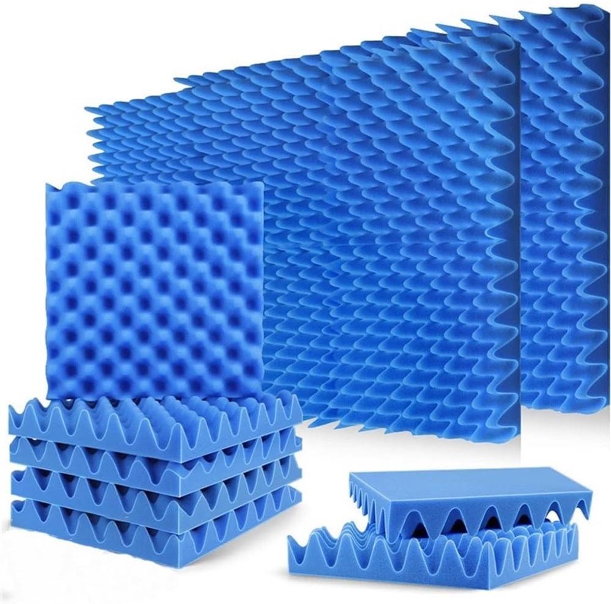 Geluidsisolatie Spons - Akoestische Panelen - Studio Geluid - Zelfklevend Absorberend - 30x30x5cm 6 Stuks - Blauw