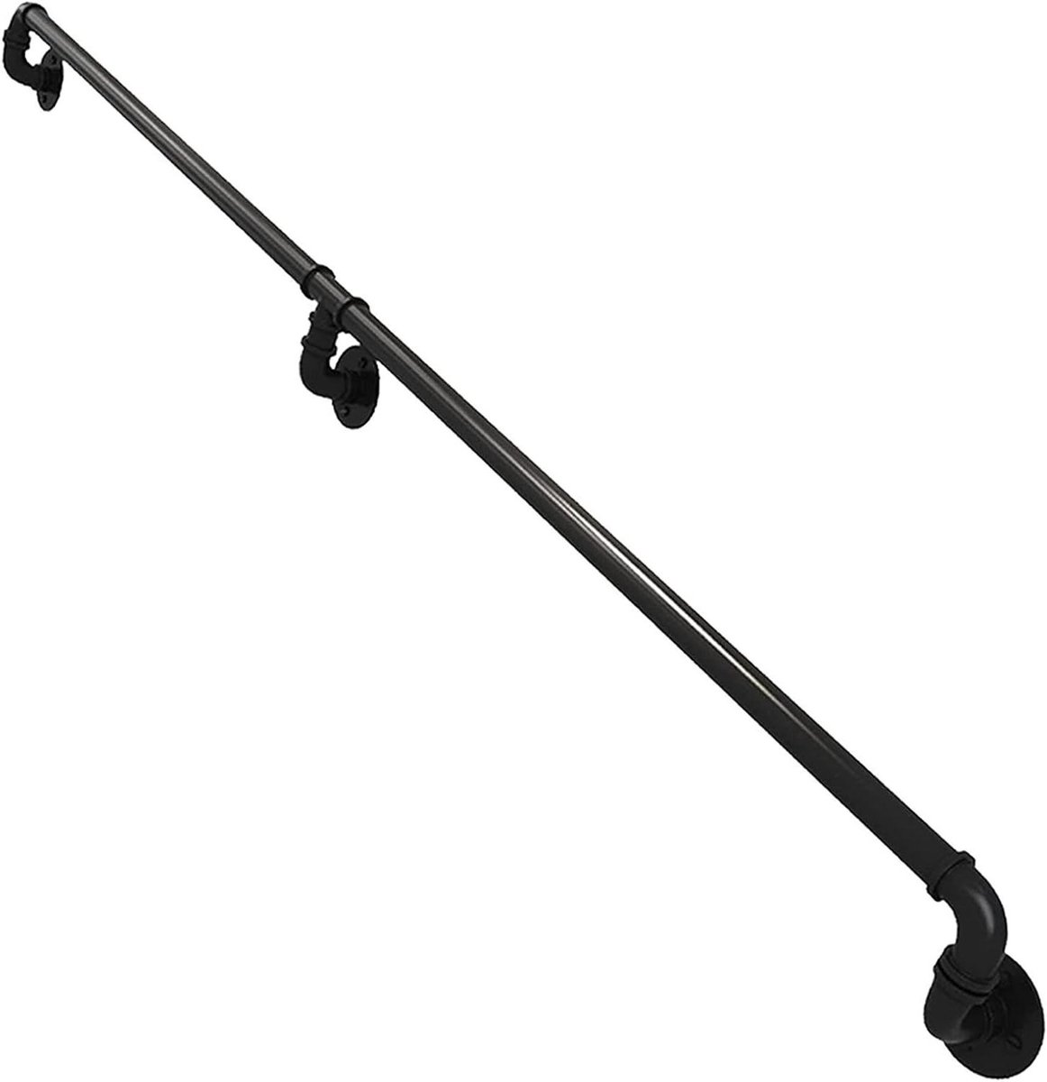 Moderne trapleuning - Muursteun handgreep - Veilige ondersteuning - Smeedijzer gegalvaniseerd - 3ft/09 m - Zwart