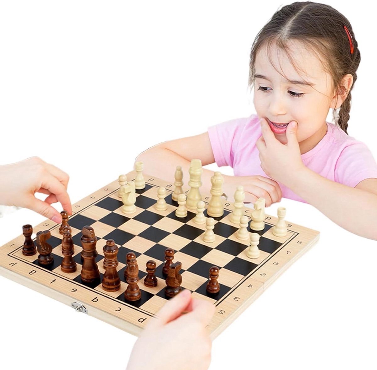 Schaakset Houten - Opvouwbaar Spel - Strategisch Denken - Gladde Afwerking - 35 x 34 cm - Niet gespecificeerd