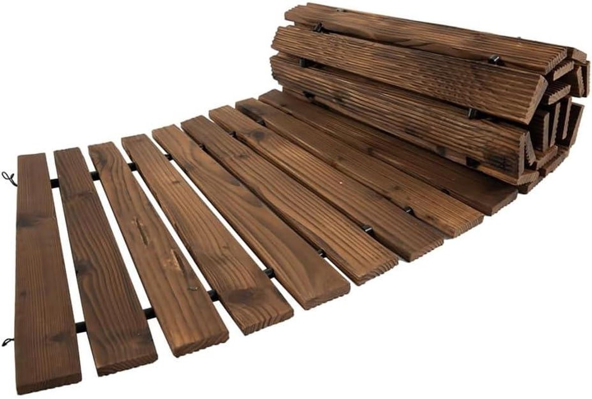 Houten Tuinpad - Loopbrug Buiten - Buitenruimte Verbeteren - Geen Montage Vereist - 34 m Lang - Houtkleur
