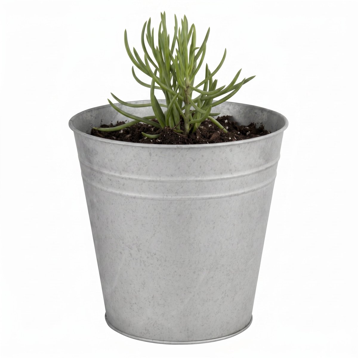 Cheqo® Bloempot - Zinken Bloempot - Plantenpot - Plantenbak - Sierpot - Oud Zink - Vintage - Bloempot voor Binnen en Buiten - Ronde Bloempot - Plantenpot voor Tuin en Balkon - Tuindecoratie - Grijze Bloempot