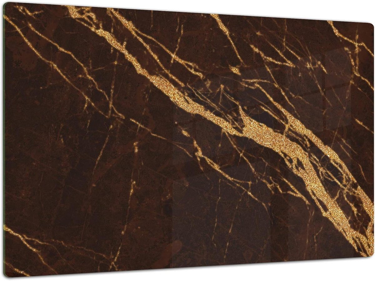 Glazen Keukenbord - Kookplaatafdekking - Werkblad Beschermen - Slagvast Gehard Glas - 80 x 52 cm - Abstract Bruin