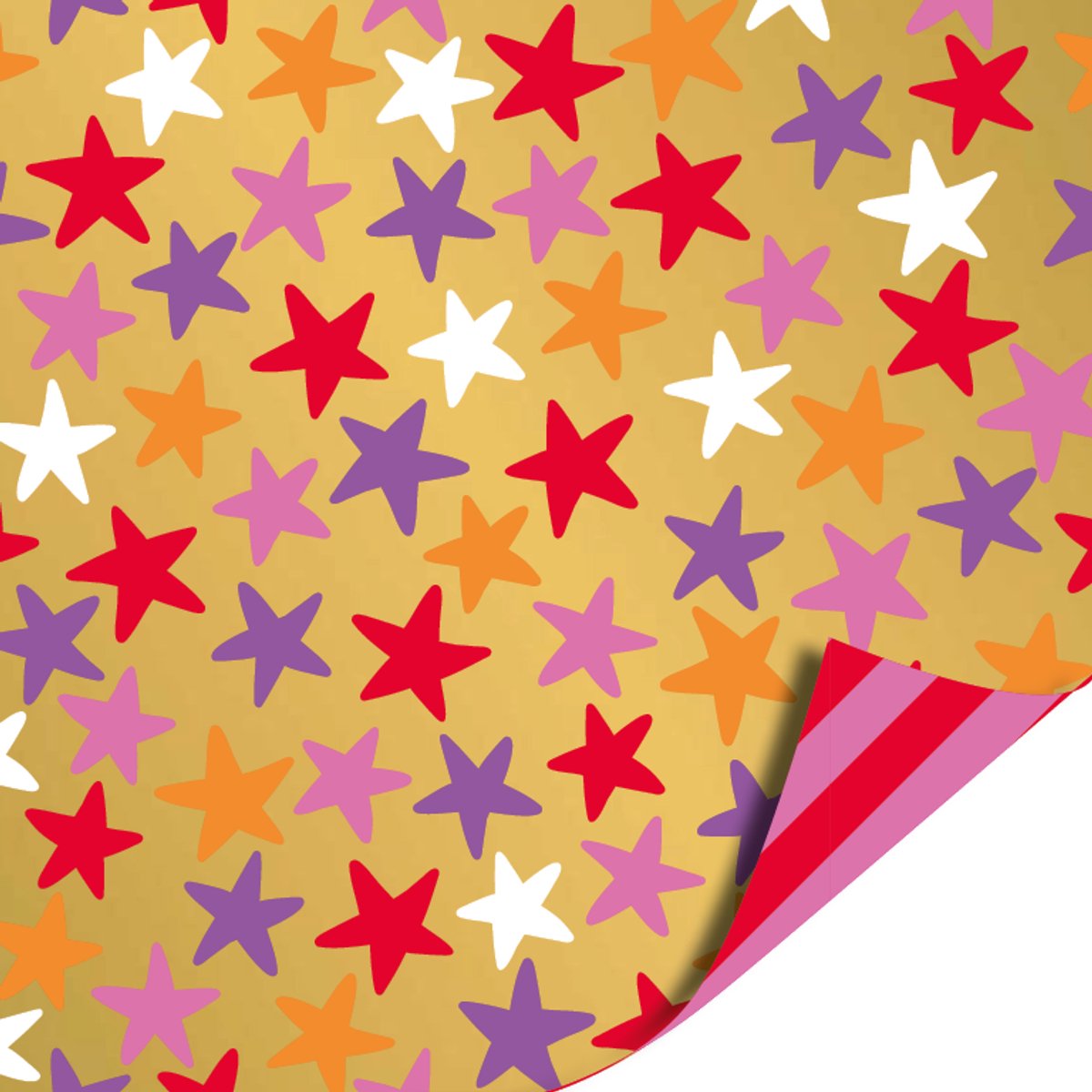Cadeaupapier 70x200 cm - Colorful Christmas - Stars gold/multicolor