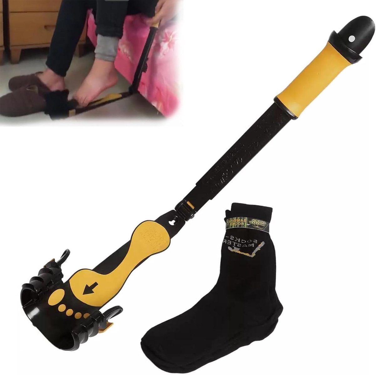 Sokkenhulp - Aankleedhulp - Zelfstandig Aankleden - Verstelbare Lengte - 99 cm - Grijs