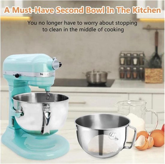 6QT modellen met komlift en mixer, roestvrijstalen vervangende kom met handvat — afbeelding 3