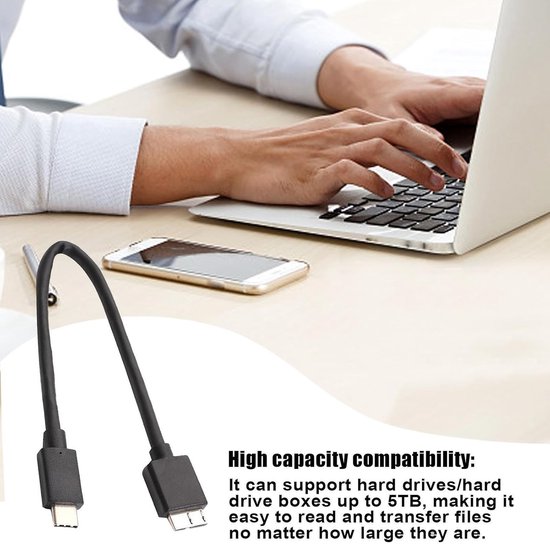 Gegevensoverdrachtkabel - Externe HDD Kabel - Bestanden Overzetten - High-Speed 5 Gbps - Tot 5 TB - Zwart — afbeelding 4